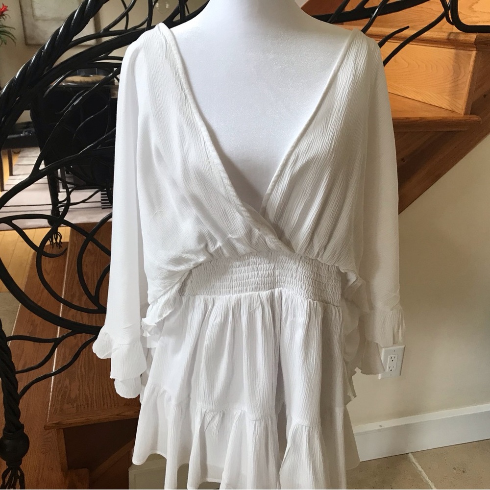 White Ruffled Wrap Dress - Picture 2 of 6